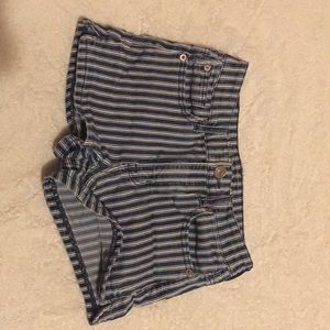 Blue/white striped jean shorts (high waisted)